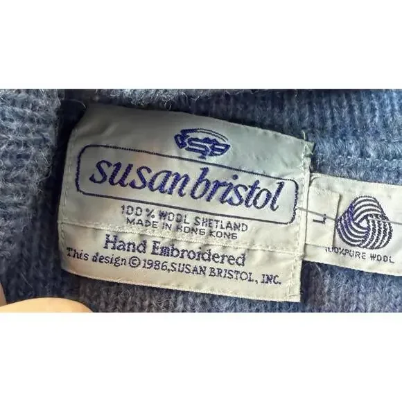 Vtg Susan Bristol Hand Knit 100% Shetland Wool Sweater Vest 1986 Women Large - Picture 9 of 11